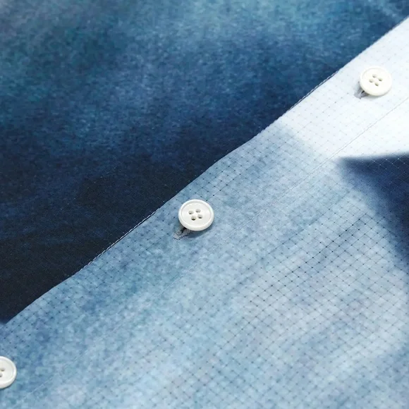 Iise Floral Blue Camp Shirt Orchid Print Short Sleeve Button Up Lightweight - Picture 4 of 10